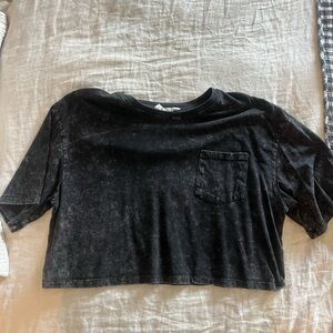 Black Cropped T-Shirt with Pocket